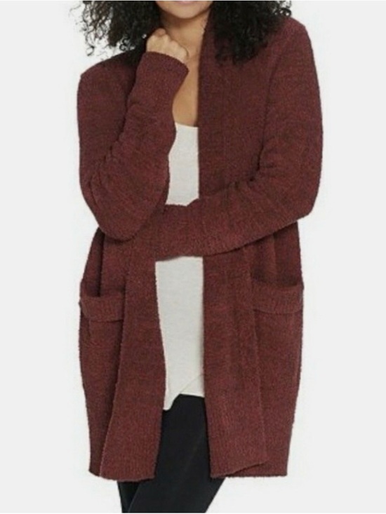 Barefoot Dreams Sweaters - Barefoot Dreams Open-Front Long Cardigan in Maroon